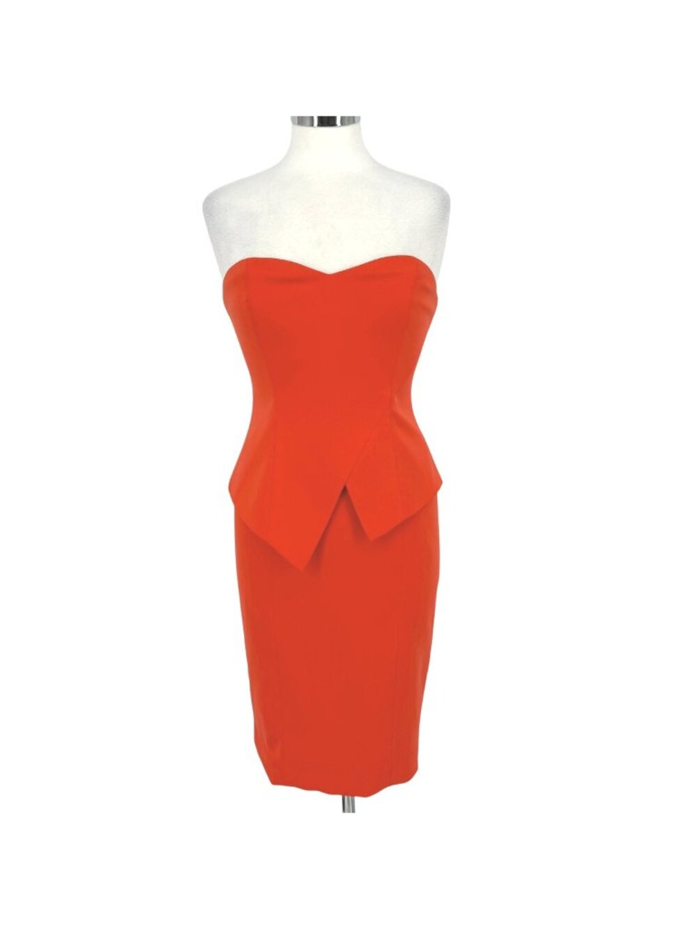 Jay Godfrey Tama Orange Red Strapless Peplum Bodycon Cocktail Dress Size 4
